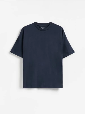 Reserved - T-shirt z bawełny pima - granatowy