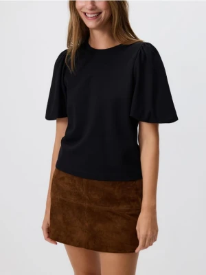 Reserved - T-shirt z bufiastymi rękawami - czarny