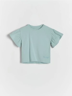 Reserved - T-shirt z bufiastymi rękawami - jasnoturkusowy