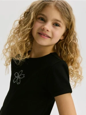 Reserved - T-shirt z cyrkoniami - czarny