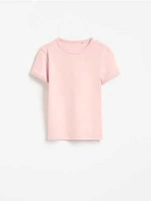 Reserved - T-shirt z dodatkiem modalu - brudny róż