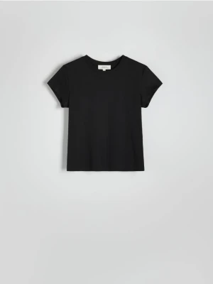 Reserved - T-shirt z domieszką jedwabiu - czarny