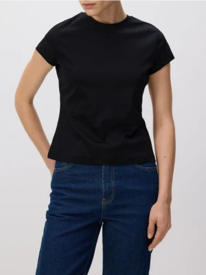 Reserved - T-shirt z domieszką jedwabiu - czarny