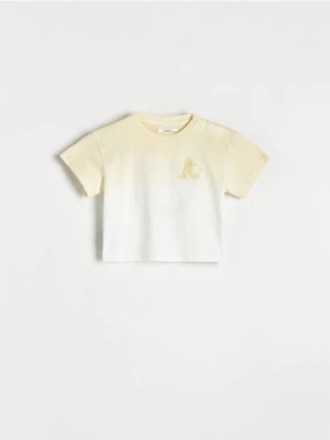 Reserved - T-shirt z efektem ombre - żółty