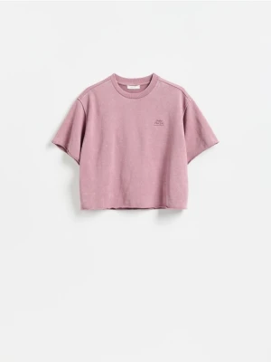 Reserved - T-shirt z efektem sprania - brudny róż
