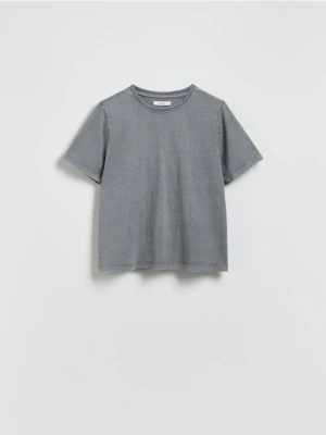 Reserved - T-shirt z efektem sprania - ciemnoszary