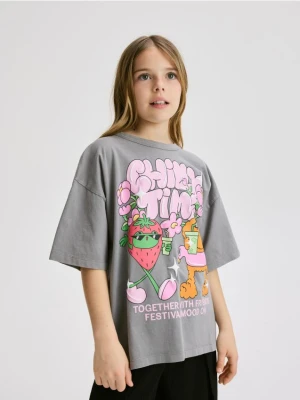 Reserved - T-shirt z efektem sprania - ciemnoszary