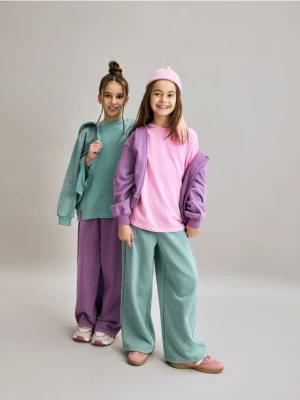 Reserved - T-shirt z efektem sprania - fioletowy