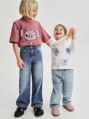 Reserved - T-shirt z efektem sprania Lilo i Stitch - jasnofioletowy