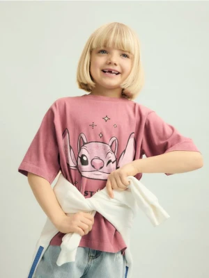 Reserved - T-shirt z efektem sprania Lilo i Stitch - jasnofioletowy