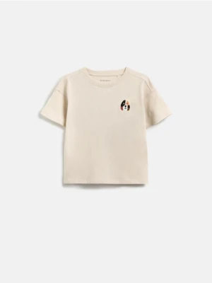 Reserved - T-shirt z haftem - beżowy
