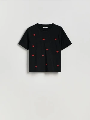 Reserved - T-shirt z haftem - czarny