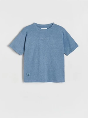 Reserved - T-shirt z haftem - niebieski