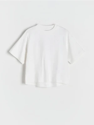 Reserved - T-shirt z haftem - złamana biel