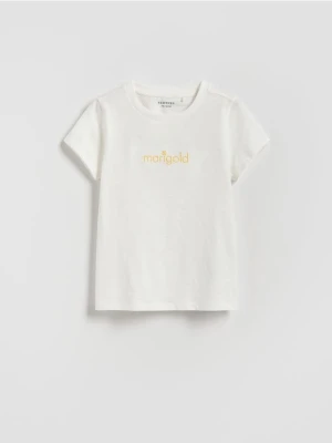 Reserved - T-shirt z haftem - złamana biel