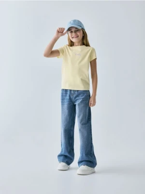 Reserved - T-shirt z haftem - żółty