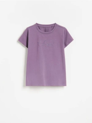 Reserved - T-shirt z haftowanym napisem - jasnofioletowy