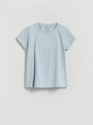 Reserved - T-shirt z haftowanym napisem - jasnoniebieski