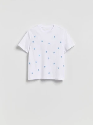 Reserved - T-shirt z haftowanym wzorem - jasnoniebieski