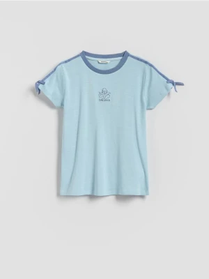 Reserved - T-shirt z lampasami - niebieski