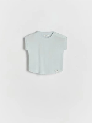 Reserved - T-shirt z lnem - jasnoniebieski