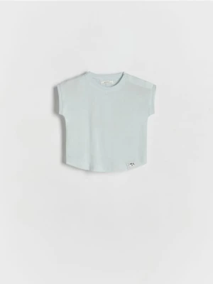 Reserved - T-shirt z lnem - jasnoniebieski