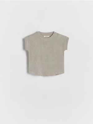 Reserved - T-shirt z lnem - jasnoszary