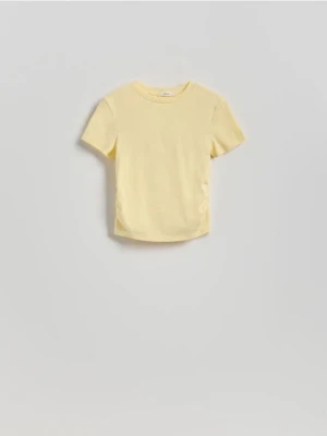 Reserved - T-shirt z marszczeniem - jasnożółty