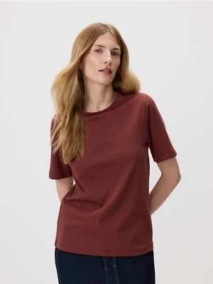 Reserved - T-shirt z merceryzowanej bawełny - brązowy