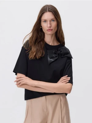 Reserved - T-shirt z merceryzowanej bawełny - czarny