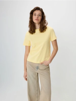 Reserved - T-shirt z merceryzowanej bawełny - jasnożółty