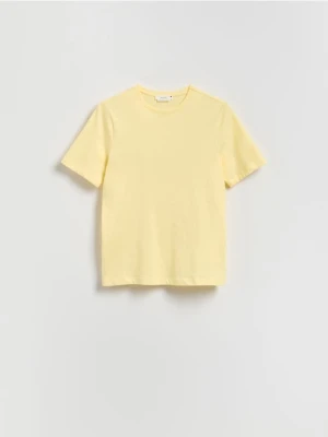 Reserved - T-shirt z merceryzowanej bawełny - kremowy