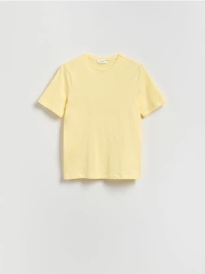 Reserved - T-shirt z merceryzowanej bawełny - kremowy