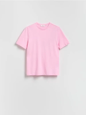 Reserved - T-shirt z merceryzowanej bawełny - różowy