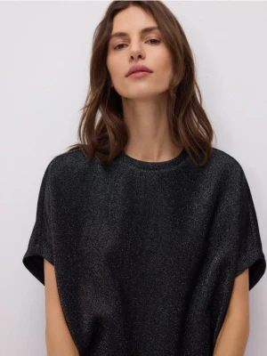 Reserved - T-shirt z metalizowaną nicią - czarny