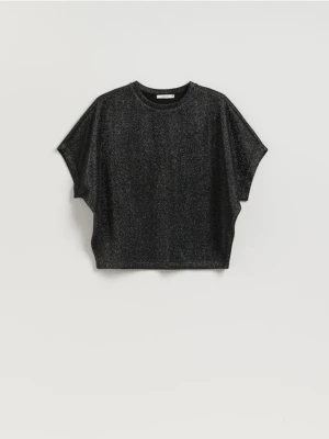 Zdjęcie produktu Reserved - T-shirt z metalizowaną nicią - czarny