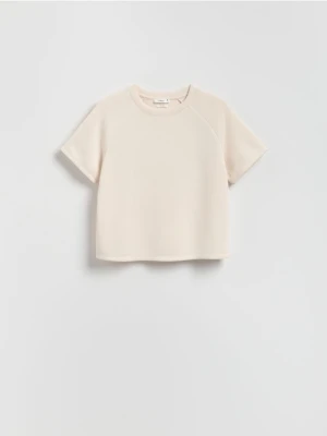 Reserved - T-shirt z modalem - beżowy