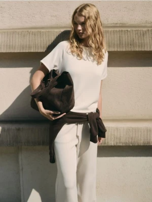 Reserved - T-shirt z modalem - beżowy