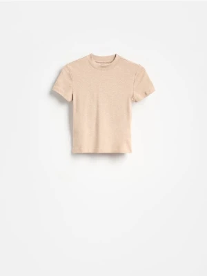 Reserved - T-shirt z modalem - beżowy