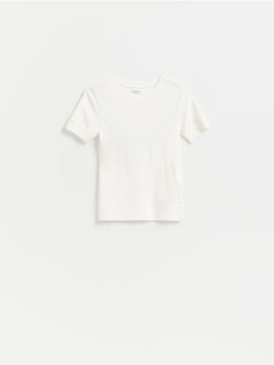 Reserved - T-shirt z modalem - biały