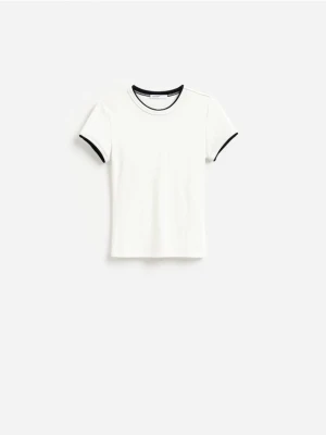 Reserved - T-shirt z modalem - biały