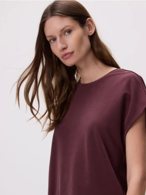Reserved - T-shirt z modalem - bordowy