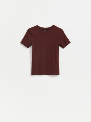 Reserved - T-shirt z modalem - bordowy