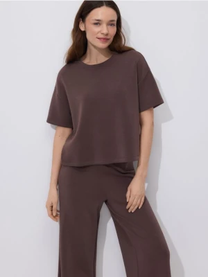 Reserved - T-shirt z modalem - brązowy
