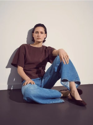 Reserved - T-shirt z modalem - brązowy