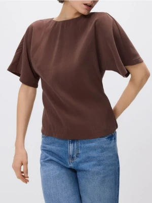 Reserved - T-shirt z modalem - brązowy