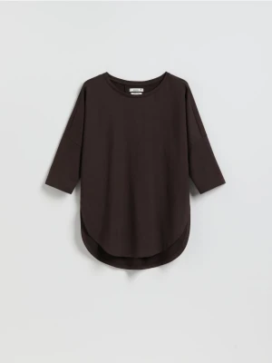 Reserved - T-shirt z modalem - ciemnobrązowy