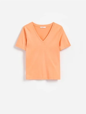 Reserved - T-shirt z modalem - jasnopomarańczowy