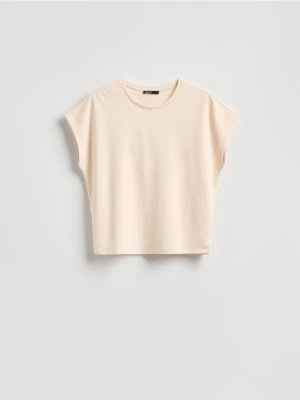 Reserved - T-shirt z modalem - jasnożółty