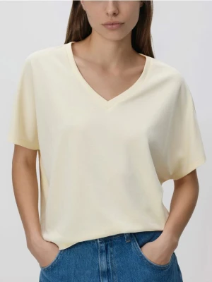 Reserved - T-shirt z modalem - jasnożółty